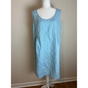 J Jill Midi 100% Linen Dress Large Sleeveless Pockets Lagenlook Coastal Beachy